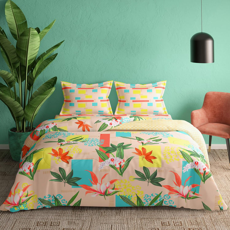 PORTICO Facets Cotton 4Pcs Printed Double Bed-In-A-Bag Set