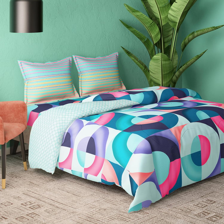 PORTICO Facets Cotton 4Pcs Printed Double Bed-In-A-Bag Set