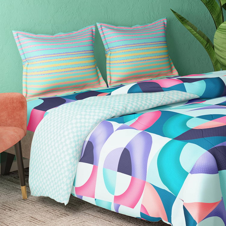 PORTICO Facets Cotton 4Pcs Printed Double Bed-In-A-Bag Set