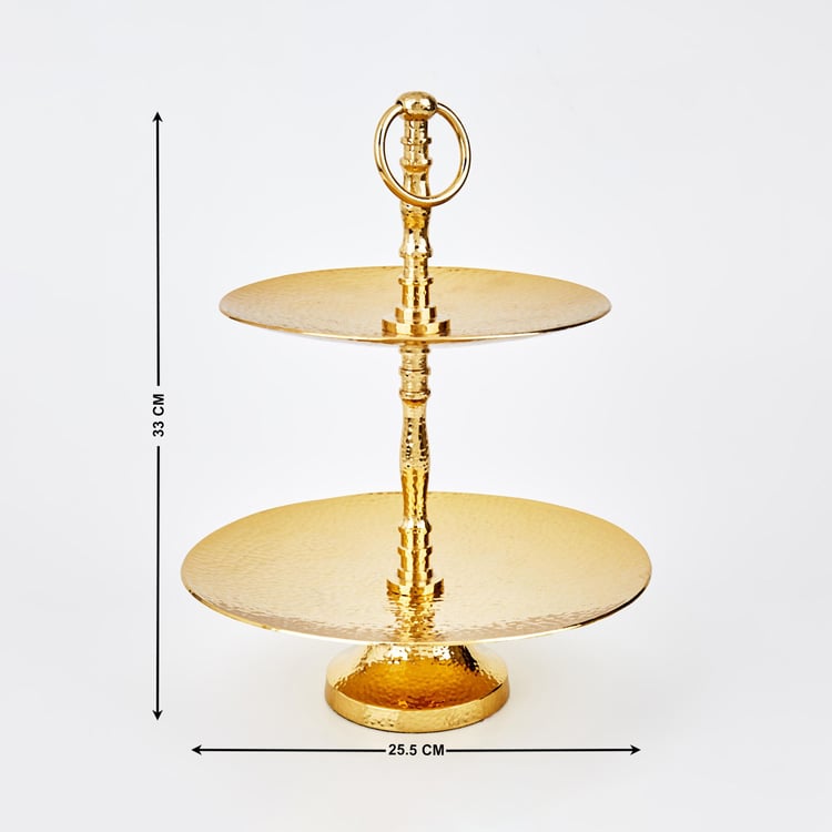 Splendid Gold Rush Metal 2-Tier Hammered Cupcake Stand