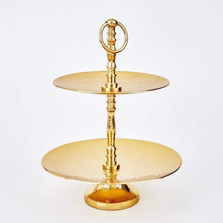 Splendid Gold Rush Metal 2-Tier Hammered Cupcake Stand