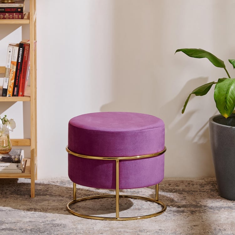 Maya Atharva Velvet Pouffe - Purple