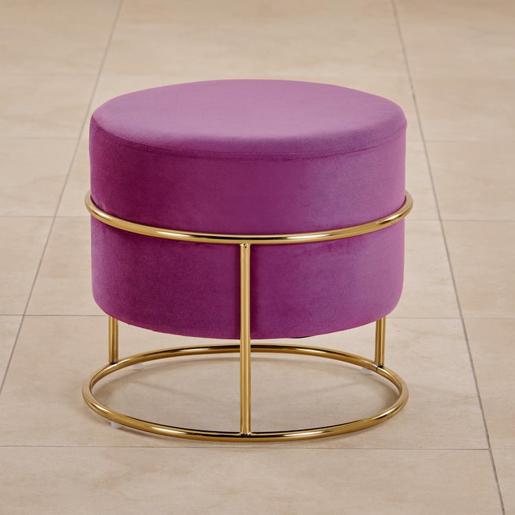 Maya Atharva Velvet Pouffe - Purple