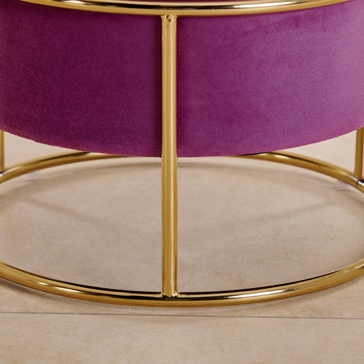 Maya Atharva Velvet Pouffe - Purple