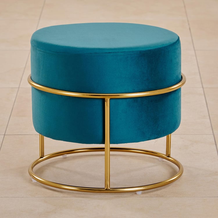 Maya Atharva Velvet Pouffe - Teal