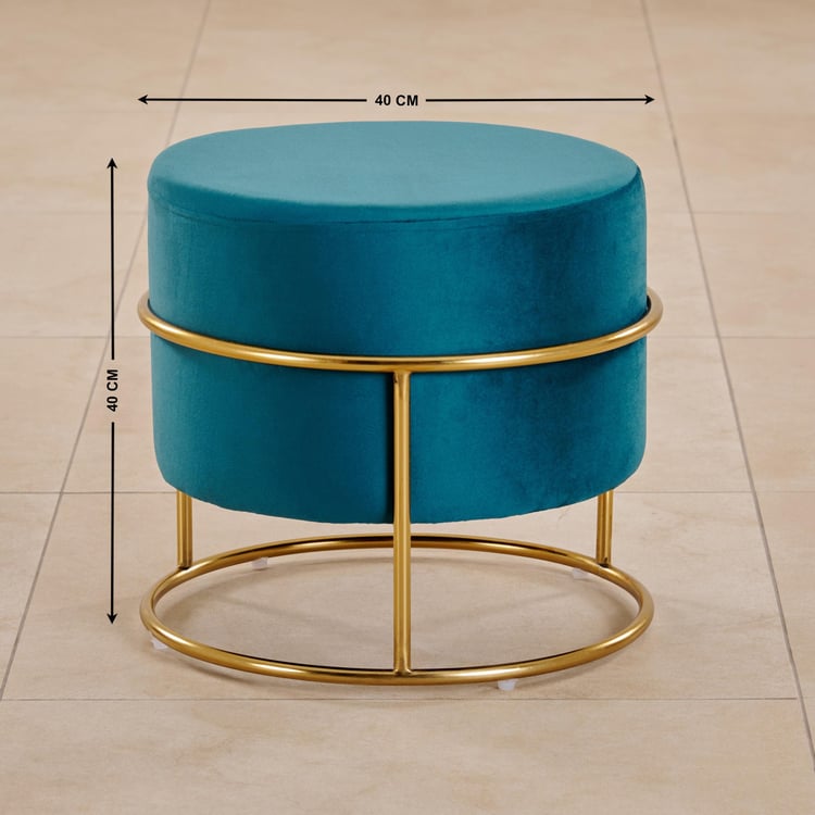 Maya Atharva Velvet Pouffe - Teal