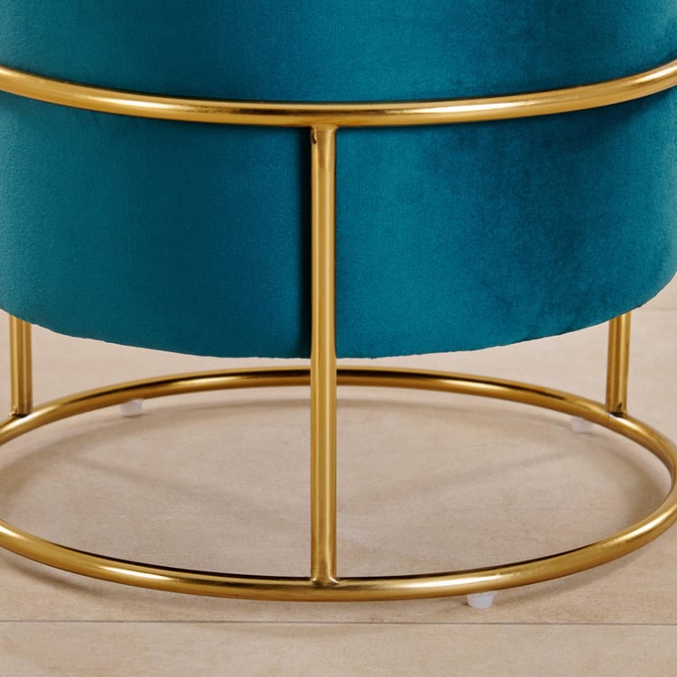 Maya Atharva Velvet Pouffe - Teal