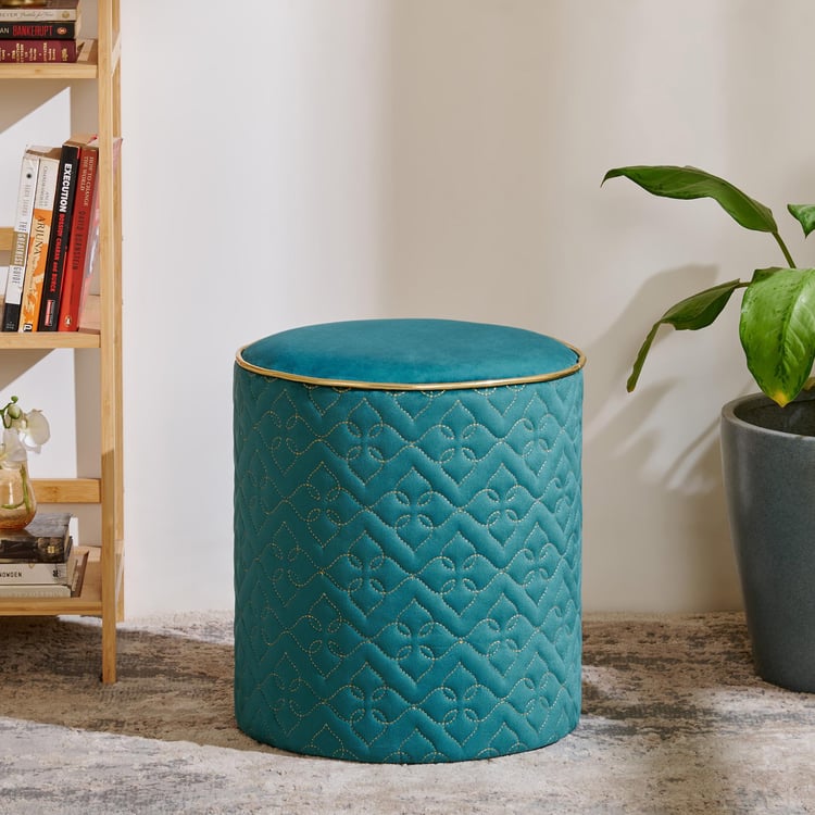 Maya Osheen Fabric Pouffe - Teal