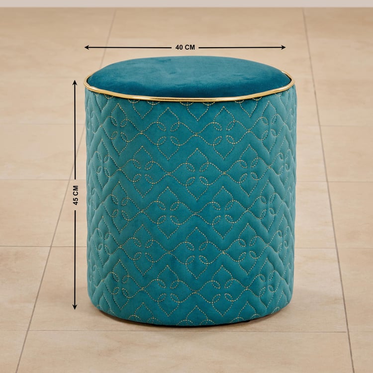 Maya Osheen Fabric Pouffe - Teal