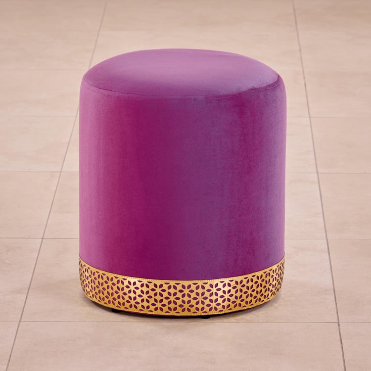 Maya Sasha Velvet Pouffe - Purple