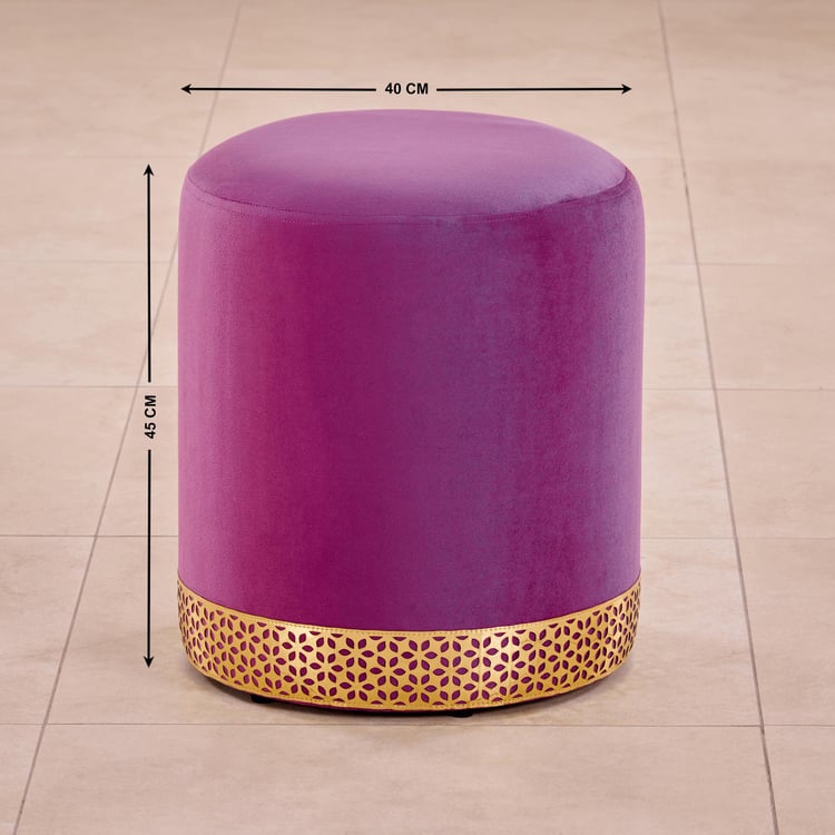 Maya Sasha Velvet Pouffe - Purple