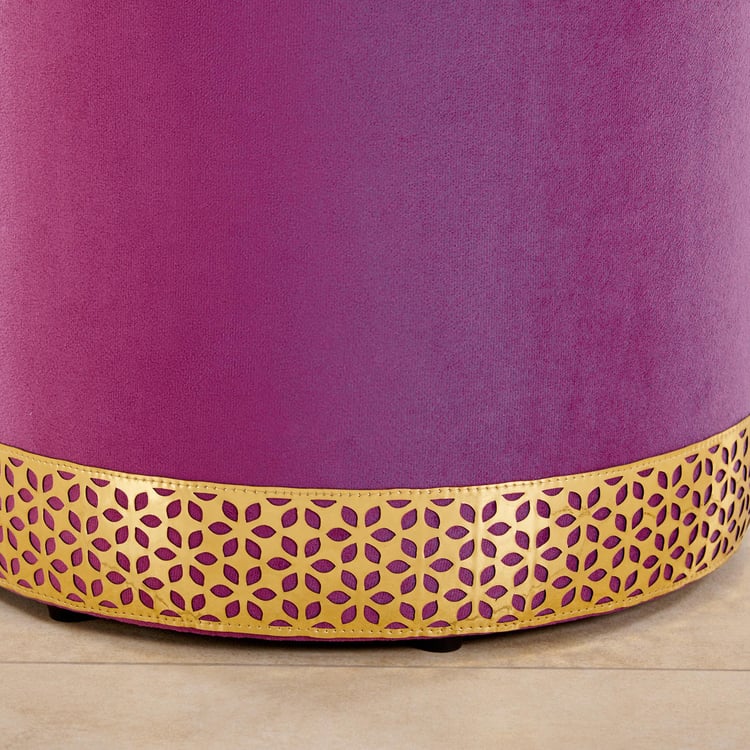 Maya Sasha Velvet Pouffe - Purple