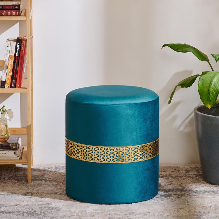 Maya Tiara Velvet Pouffe - Teal