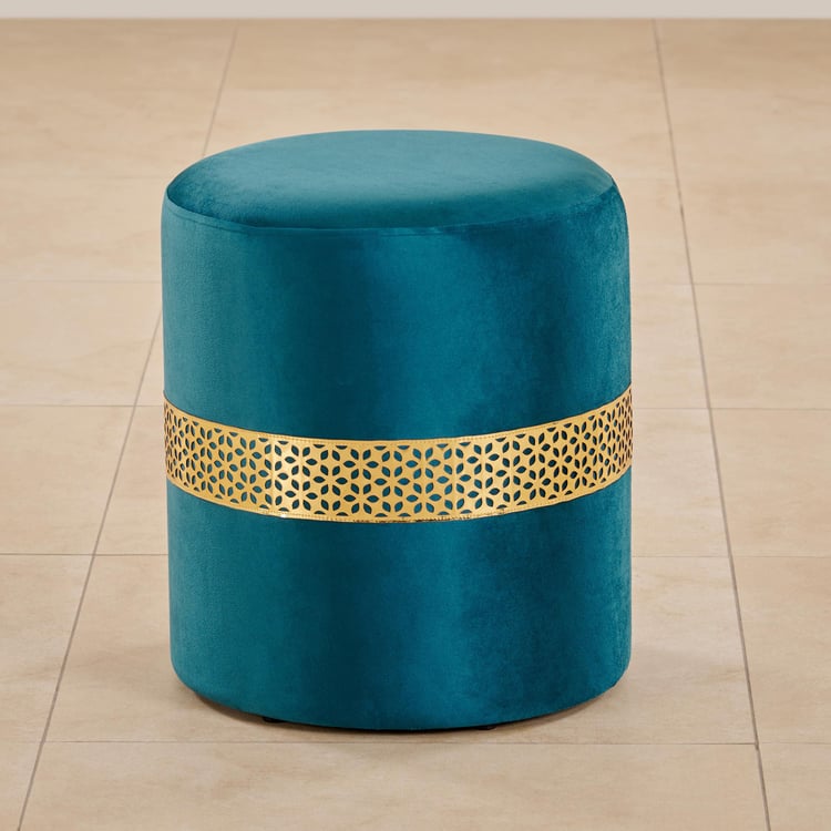 Maya Tiara Velvet Pouffe - Teal