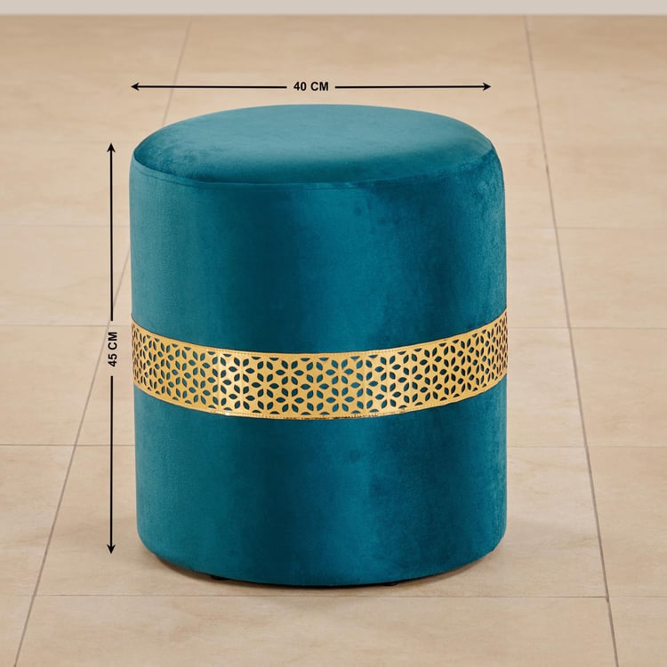 Maya Tiara Velvet Pouffe - Teal