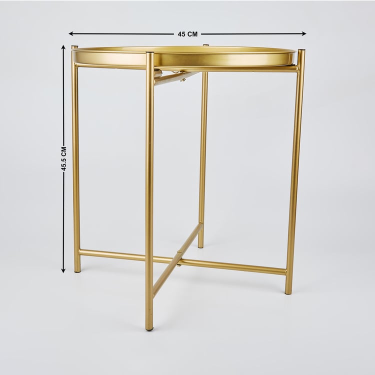 Maya Adele Metal Foldable Etched End Table - Gold