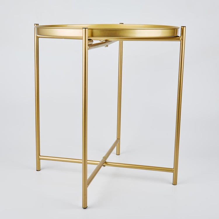 Maya Adele Metal Foldable Etched End Table - Gold