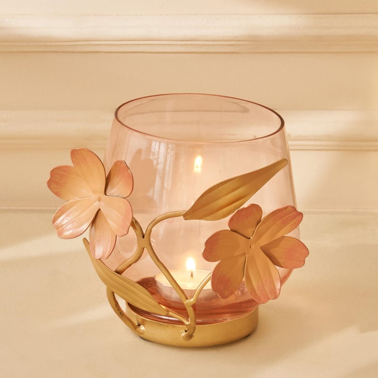 Moksha Glass Floral Votive Holder