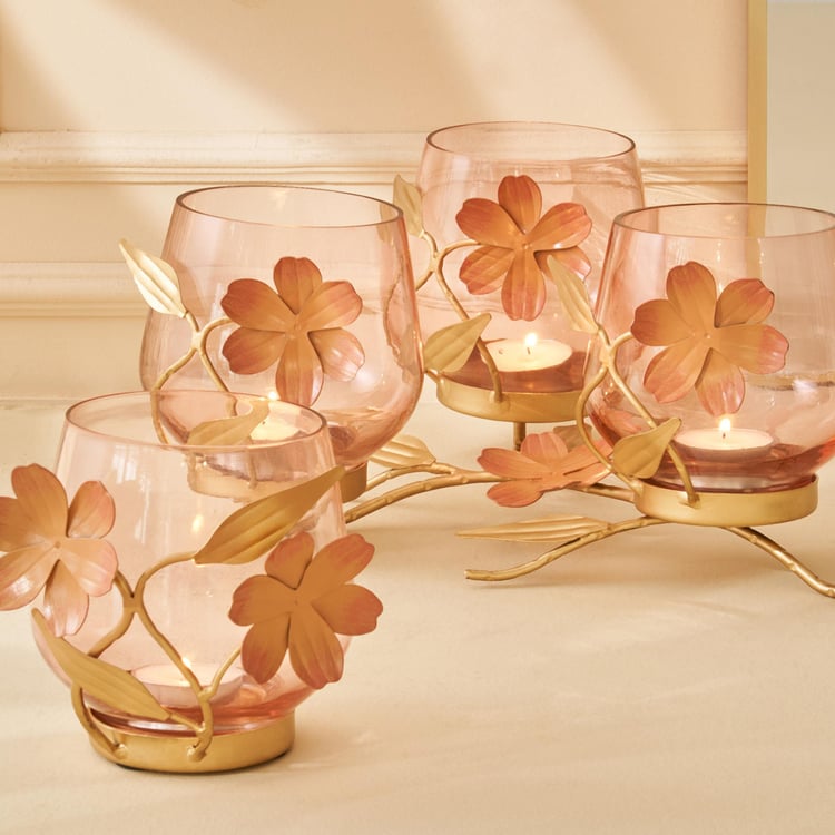Moksha Glass Floral Votive Holder