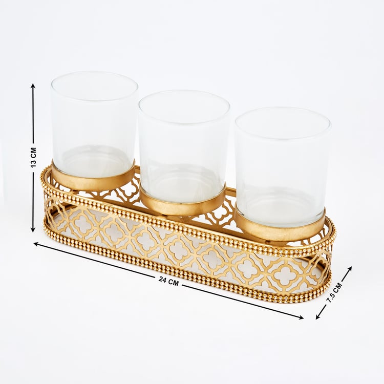 Rylee Glass Cut Work Multi T-Light Holders