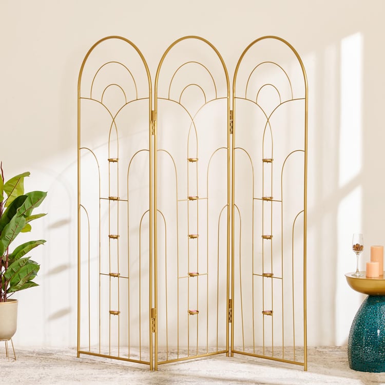 Maya Room Divider with T-Light Holders - Gold