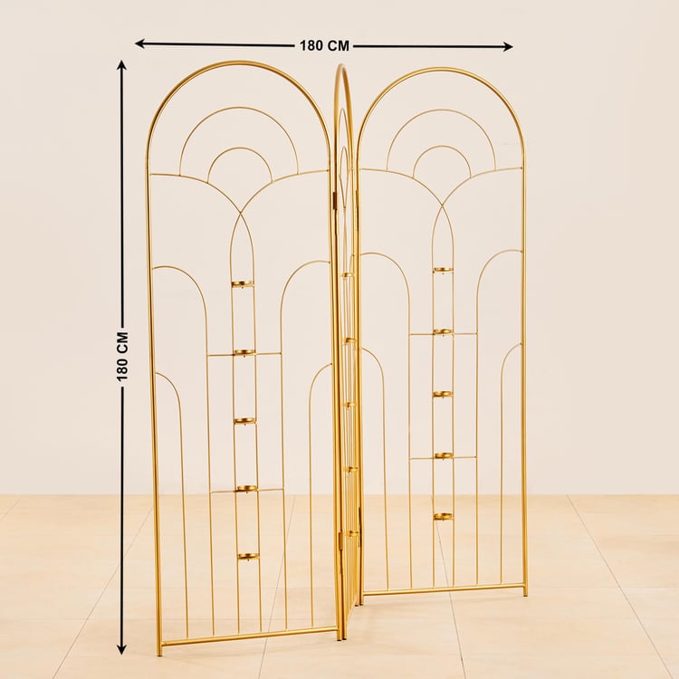 Maya Room Divider with T-Light Holders - Gold