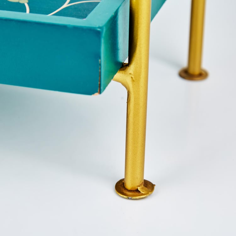 Maya Metal 3-Tier Serving End Table - Teal