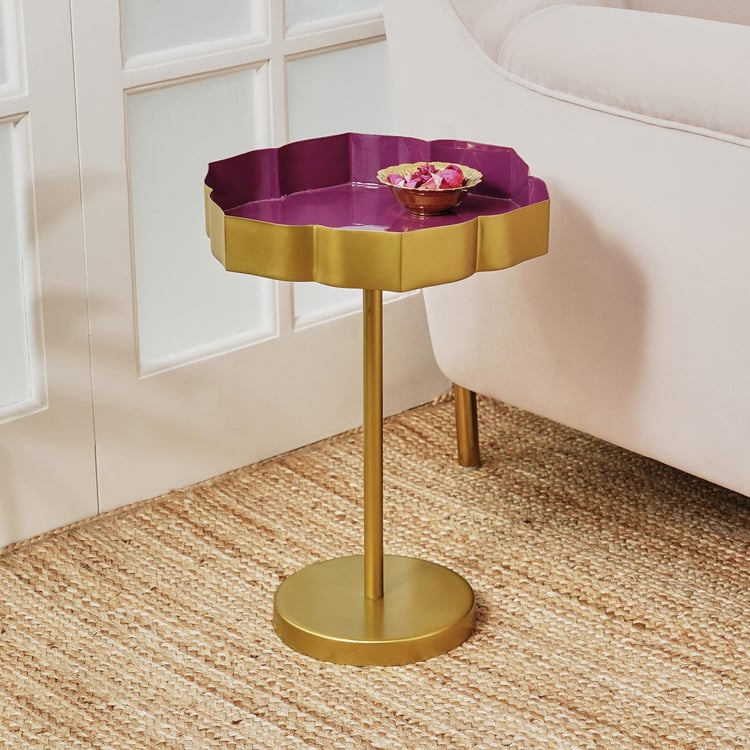 Maya Mudra Metal Urli Accent Table - Gold