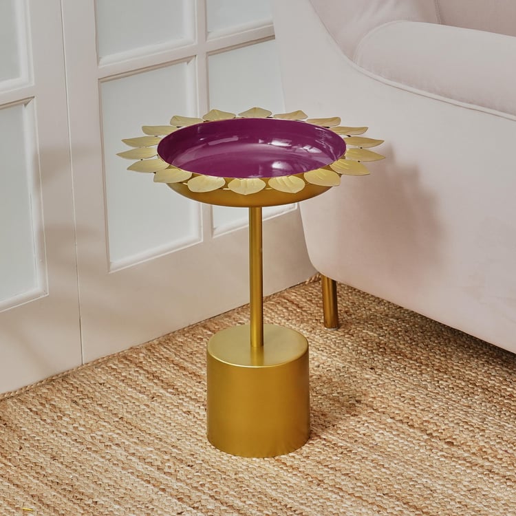 Maya Niloufer Metal Urli Accent Table - Gold