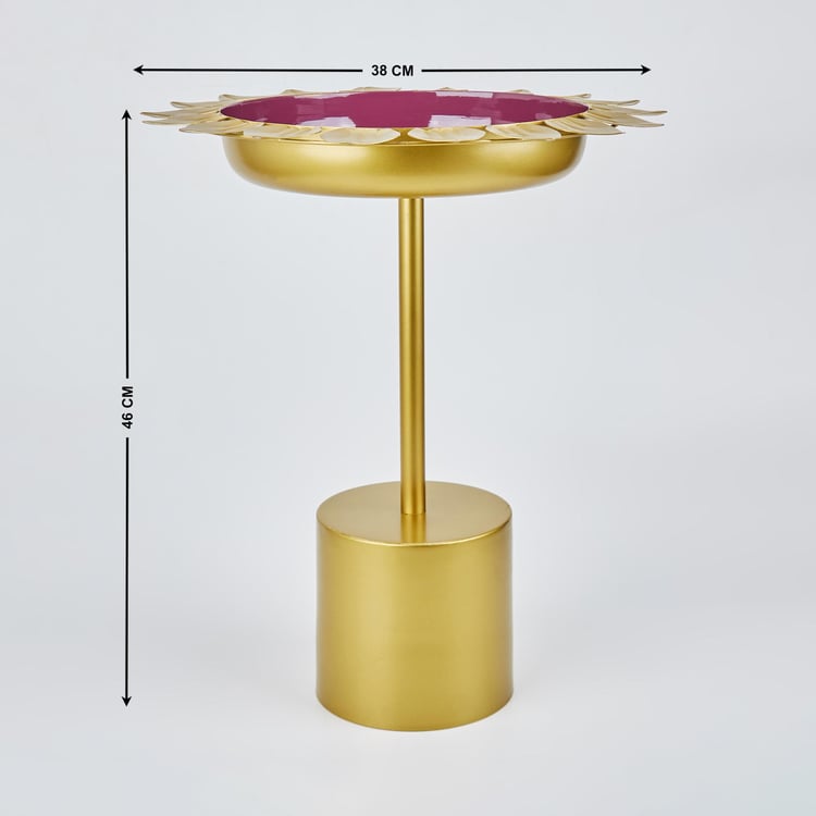 Maya Niloufer Metal Urli Accent Table - Gold