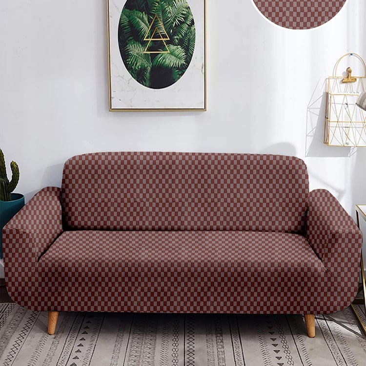 Helios Morgan Checked 3-Seater Sofa Cover