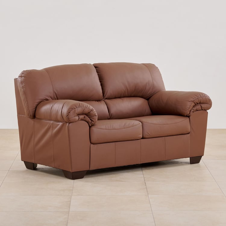 (Refurbished) Belfast Leather 2-Seater Sofa - Brown