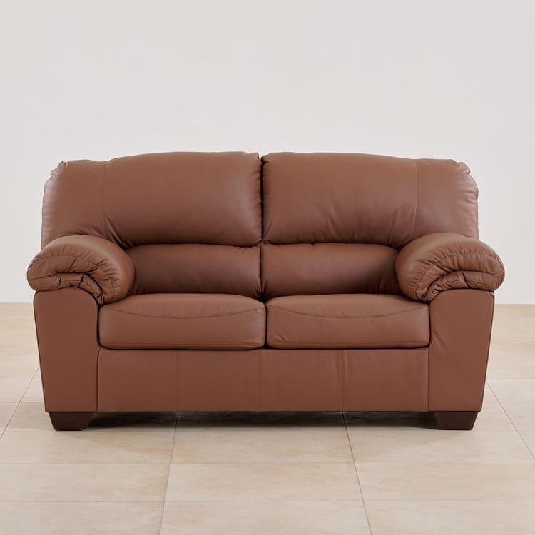 (Refurbished) Belfast Leather 2-Seater Sofa - Brown