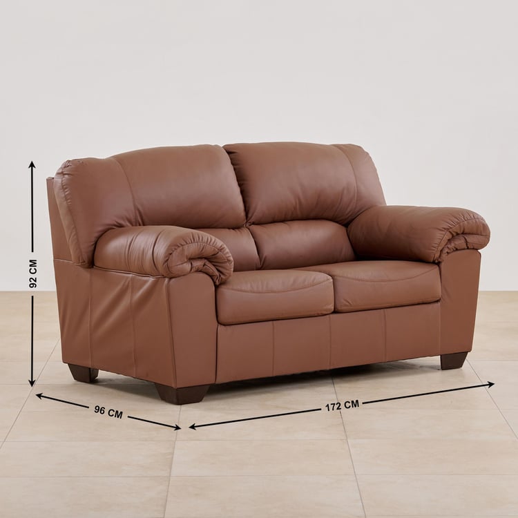 (Refurbished) Belfast Leather 2-Seater Sofa - Brown