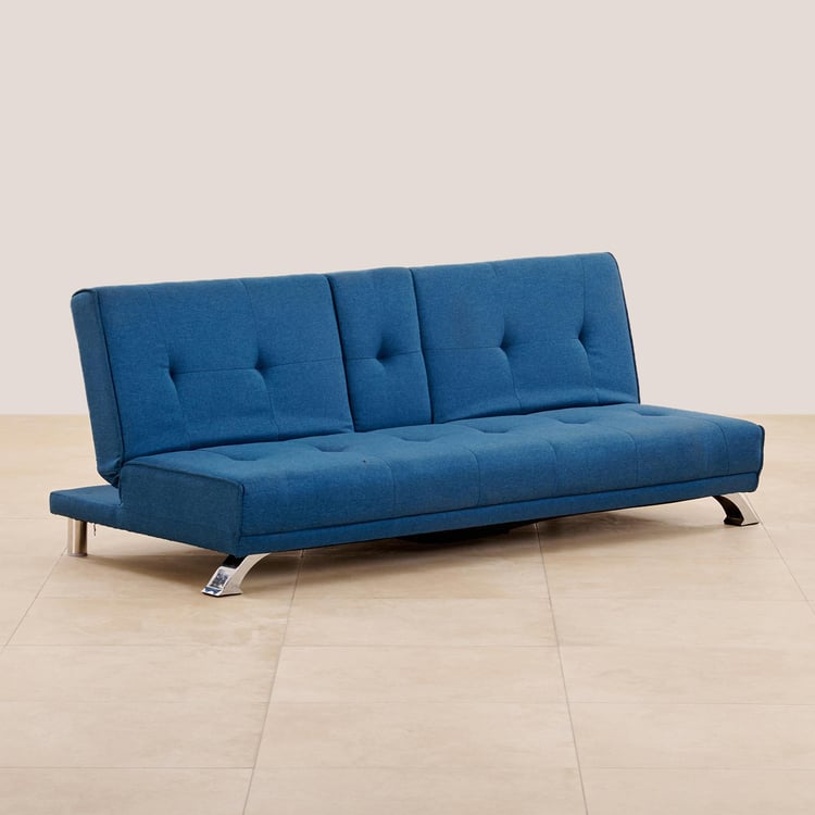 (Refurbished) Clovis Fabric 3-Seater Sofa Bed - Blue