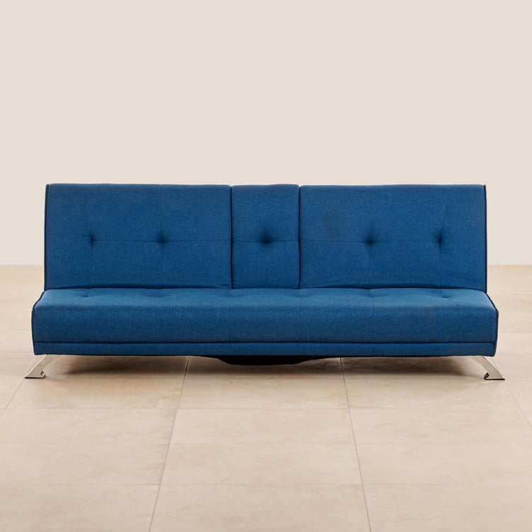 (Refurbished) Clovis Fabric 3-Seater Sofa Bed - Blue