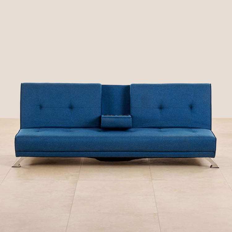 (Refurbished) Clovis Fabric 3-Seater Sofa Bed - Blue