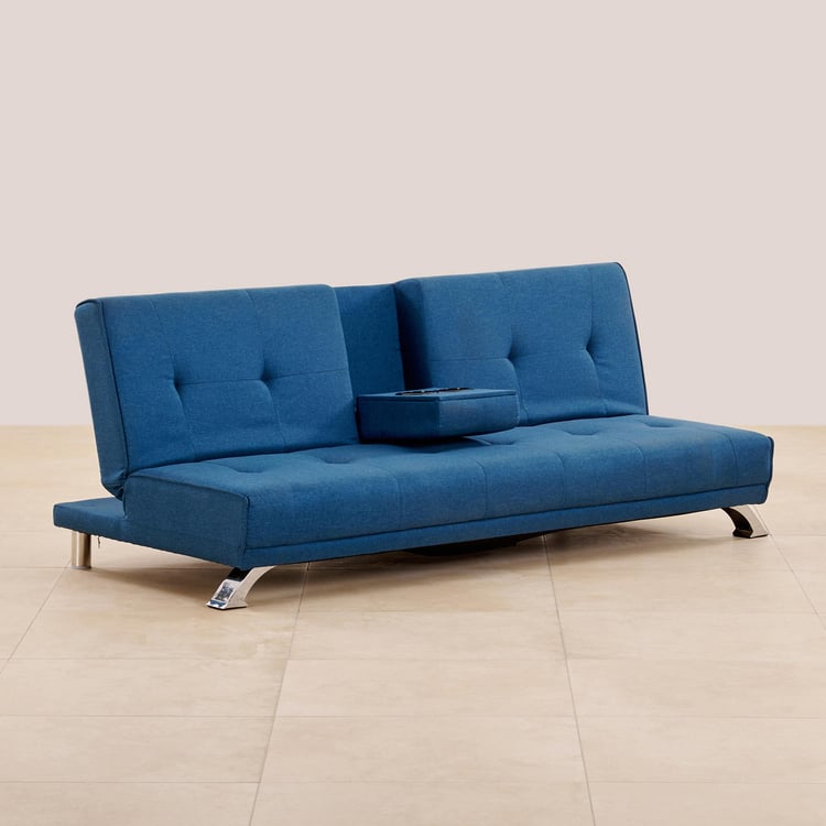 (Refurbished) Clovis Fabric 3-Seater Sofa Bed - Blue