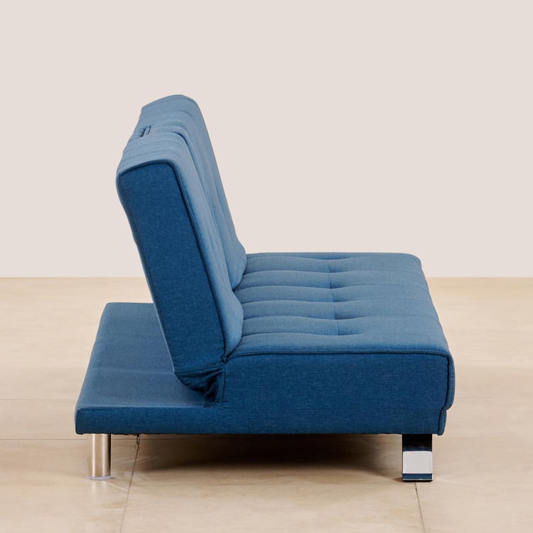 (Refurbished) Clovis Fabric 3-Seater Sofa Bed - Blue