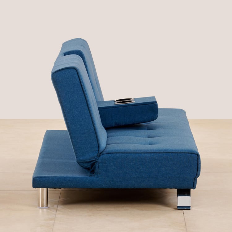 (Refurbished) Clovis Fabric 3-Seater Sofa Bed - Blue