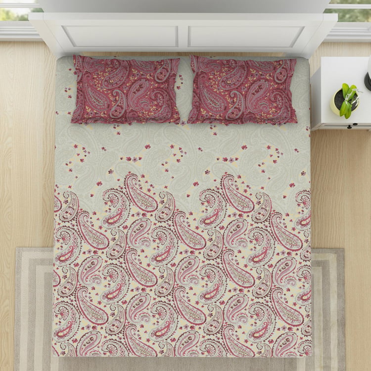SPACES Essentials Cotton 144TC Printed 3Pcs King Fitted Bedsheet Set