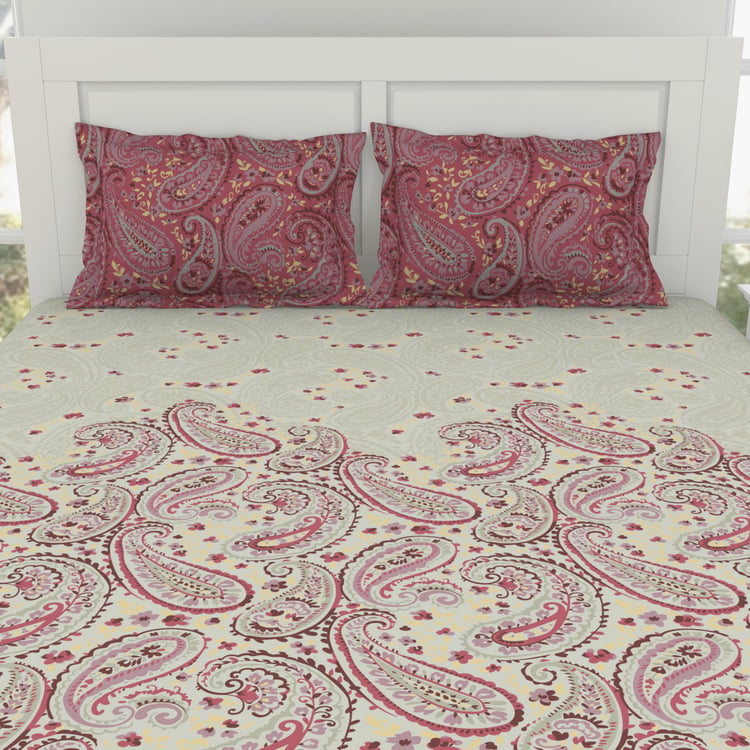 SPACES Essentials Cotton 144TC Printed 3Pcs King Fitted Bedsheet Set