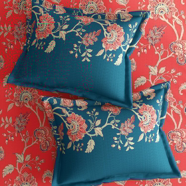 Buy PORTICO Sparkle Cotton 128TC Floral Print 3Pcs Queen Bedsheet Set