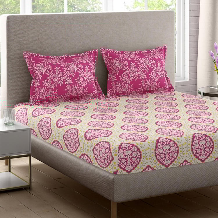 Buy PORTICO Sparkle Cotton 128TC Printed 3Pcs Queen Bedsheet Set from