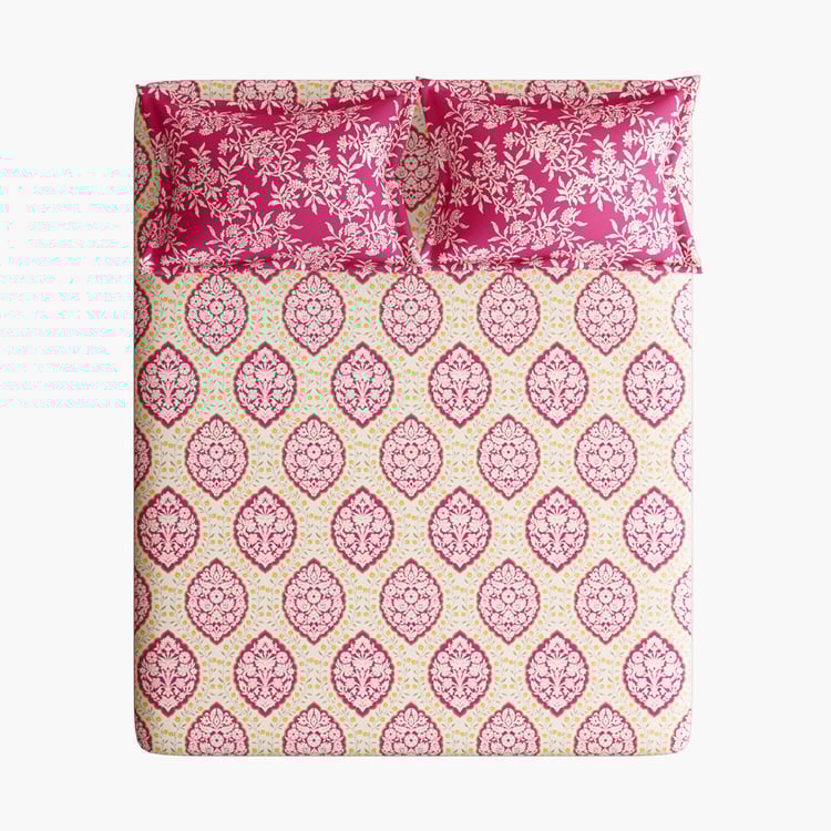 Buy PORTICO Sparkle Cotton 128TC Printed 3Pcs Queen Bedsheet Set from