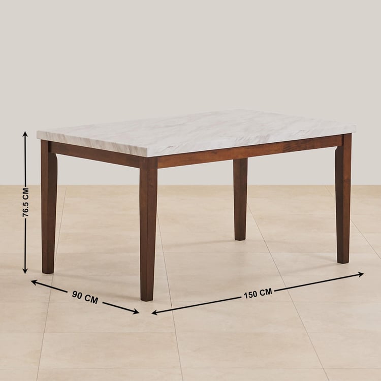 Jasper Faux Marble 6-Seater Dining Set with Chairs and Bench - White