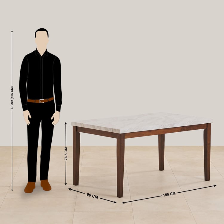 Jasper Faux Marble 6-Seater Dining Set with Chairs and Bench - White