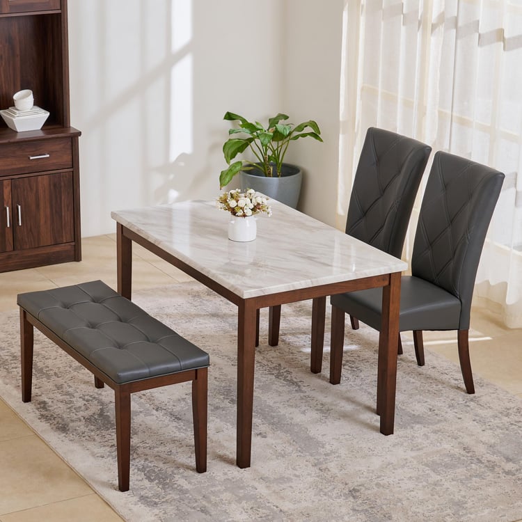 Jasper Faux Marble 4-Seater Dining Set with Chairs and Bench - White