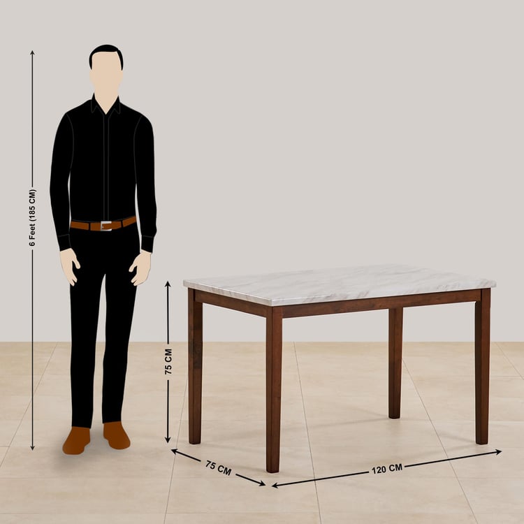 Jasper Faux Marble 4-Seater Dining Set with Chairs and Bench - White