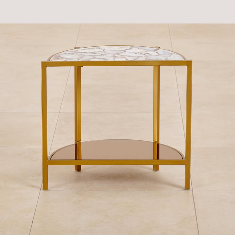 Chester Agate Top End Table - Gold